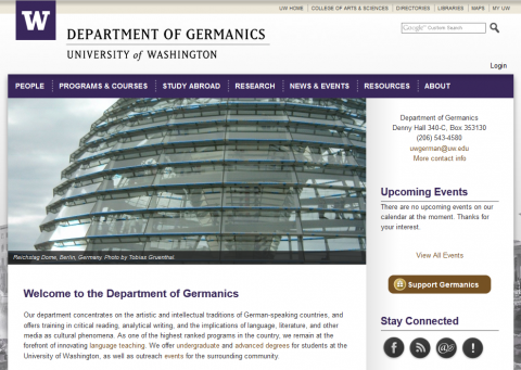 Screenshot of new Germanics website