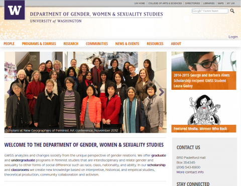 UW Department of Gender, Women, and Sexuality Studies website