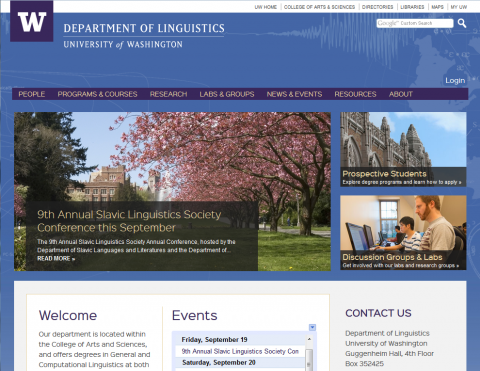 UW Department of Linguistics website
