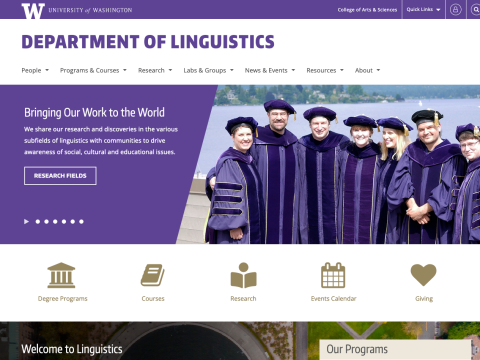 linguistics website homepage screenshot