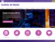 School of Music homepage screenshot